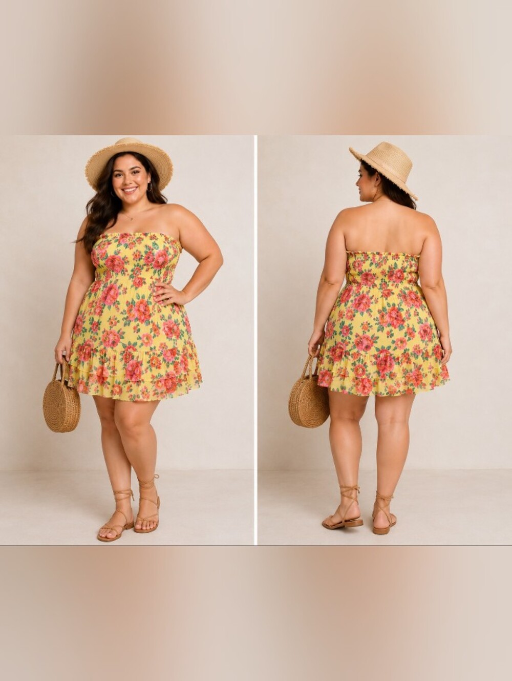 betsey johnson garden floral smocked ruffle mini dress yellow pink xxl